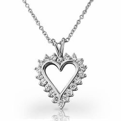 Heart Pendant Necklace 4 Ct Sparkling Round Cut Diamonds