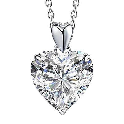 Pingente de diamante em forma de coração 2 quilates ouro branco joias femininas 14K - harrychadent.pt