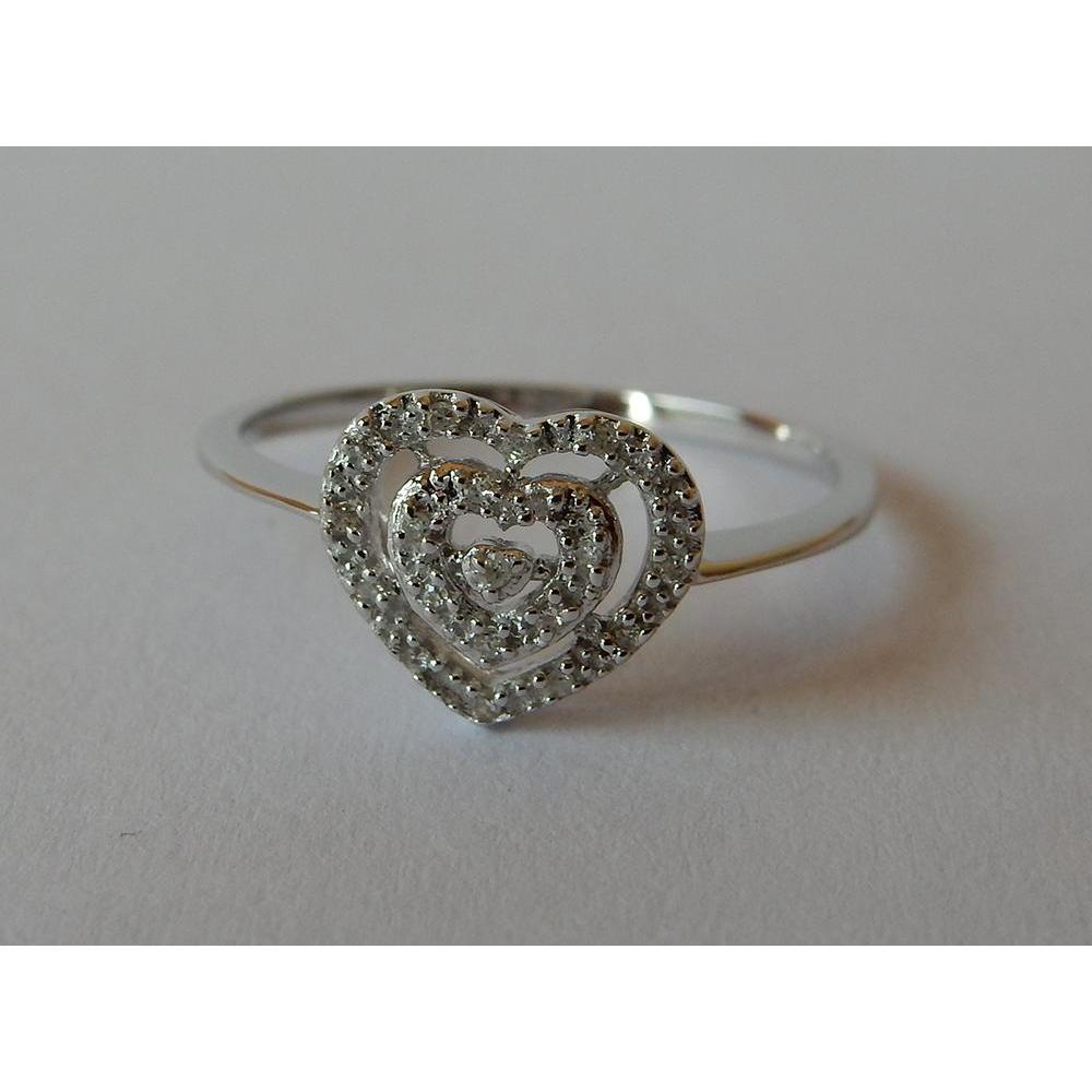 Diamantes de duas fileiras em formato de coração Halo Ring 0.50 quilates em ouro branco 14K - harrychadent.pt
