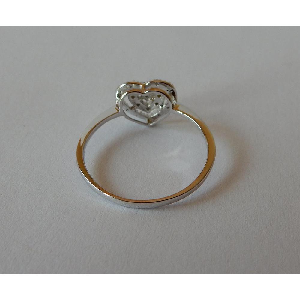 Diamantes de duas fileiras em formato de coração Halo Ring 0.50 quilates em ouro branco 14K - harrychadent.pt