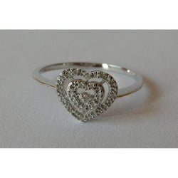 Heart Shape Double Row Diamonds Halo Ring 0.50 Carats White Gold 14K