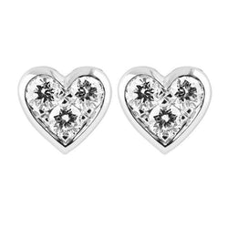 Heart Shape Stud Earrings 2.10 Ct White Gold 14K Round Cut Diamonds