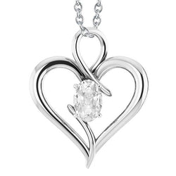 Heart Shaped Solitaire Lab Grown Diamond Pendant Oval Old Miner 2 Carats
