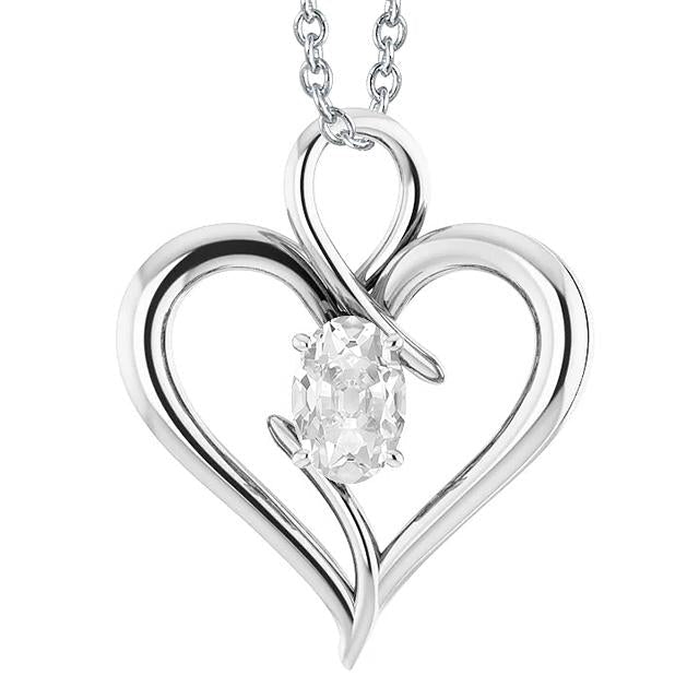 Solitário em forma de coração pingente de diamante oval antigo mineiro 2 quilates - harrychadent.pt
