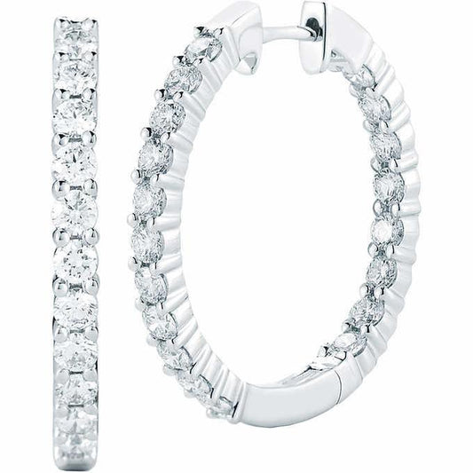 Brinco de argola em ouro branco 14K 4.5 quilates redondo brilhante diamante - harrychadent.pt