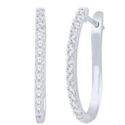 Hoop Earrings 14K White Gold Round Cut 2.70 Carats Diamonds Women