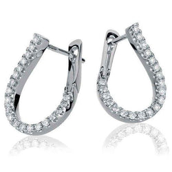Hoop Earrings New 14K White Gold 4 Ct Brilliant Cut Diamonds Women