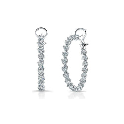 Hoop Earrings White Gold 14K 4.40 Carat Illusion Heart Shape Diamonds