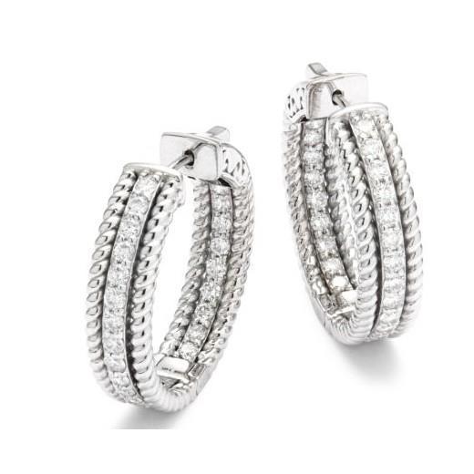 Brincos femininos de argola ouro branco redondo diamantes lapidação 4,30 ct - harrychadent.pt