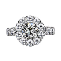 Lab Grown Diamond Round Old Mine Cut Halo Ring Ladies Jewelry 9 Carats