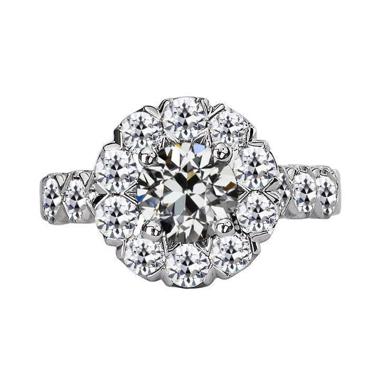 Diamante redondo antigo corte de mina anel de halo joias femininas de 9 quilates - harrychadent.pt