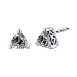 Lab Grown Diamond Studs Trillion Old Miner Solitaire Earrings 3 Carats Gold 14K