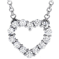 Lab Grown Heart Shape Pendant Necklace 2.80 Ct. Round Cut Diamonds Gold White