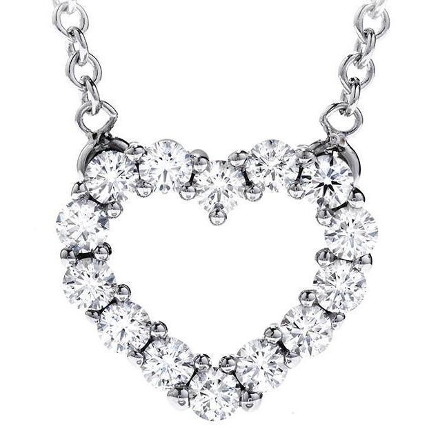 Colar com pingente em formato de coração de 2.80 Ct. Diamantes com lapidação redonda ouro branco - harrychadent.pt