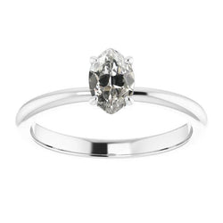 Lab Grown Solitaire Marquise Old Miner Diamond Anniversary Ring 1 Carat White Gold