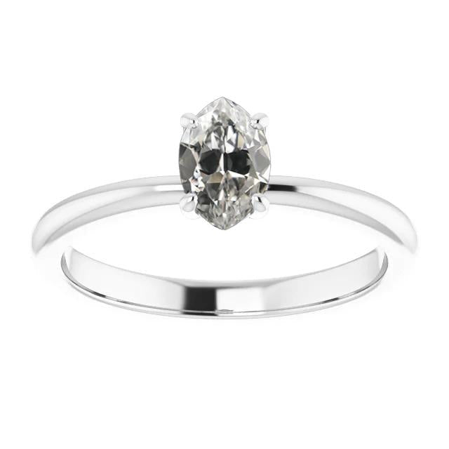 Solitaire Marquise Old Miner Diamond Anniversary Ring 1 quilate ouro branco - harrychadent.pt