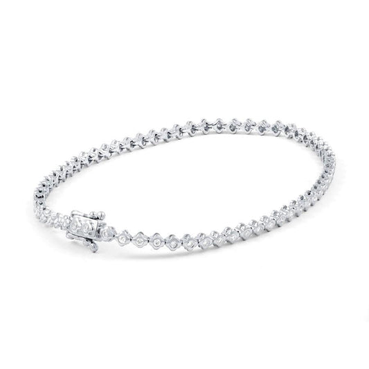 Pulseira feminina de 3 quilates com corte redondo pequeno diamantes ouro branco 14K - harrychadent.pt