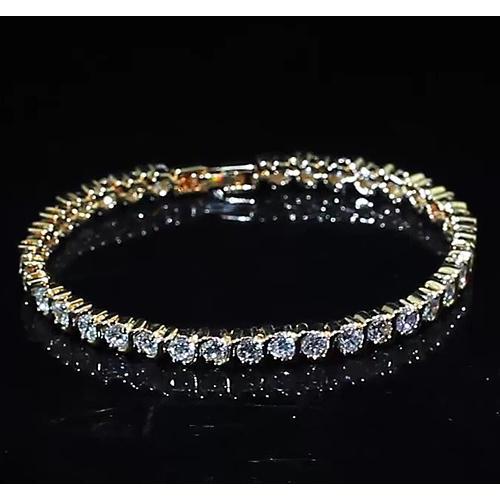 Pulseira feminina de tênis de diamante 8 quilates e ouro amarelo 14K joias - harrychadent.pt