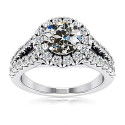Ladies Halo Engagement Ring Old Cut Diamond Split Shank 4.75 Carats