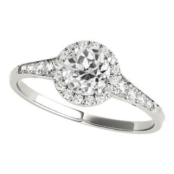 Ladies Halo Engagement Ring Round Old Mine Cut Diamonds 3.50 Carats