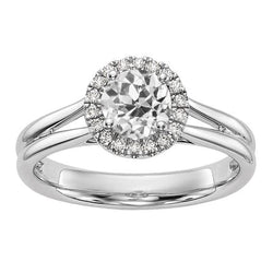 Ladies Halo Old Miner Diamond Ring Split Shank Gold Jewelry 3 Carats