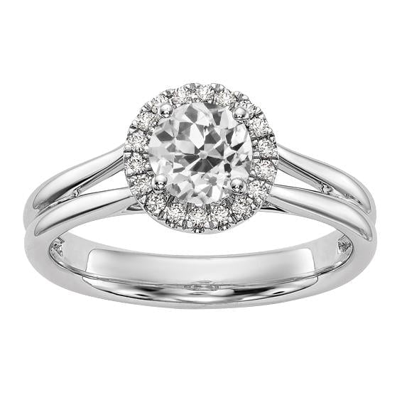 Senhoras Halo Old Miner anel de diamante com haste dividida joias de ouro de 3 quilates - harrychadent.pt