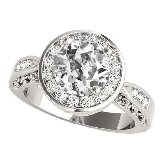 Feminino Halo redondo antigo mineiro anel de diamante 5.50 quilates - harrychadent.pt