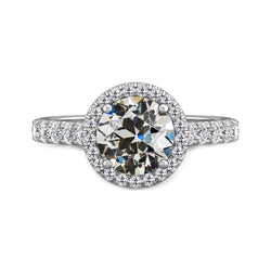 Ladies Halo Wedding Ring Old Mine Cut Genuine Diamond Prong Set 4.50 Carats