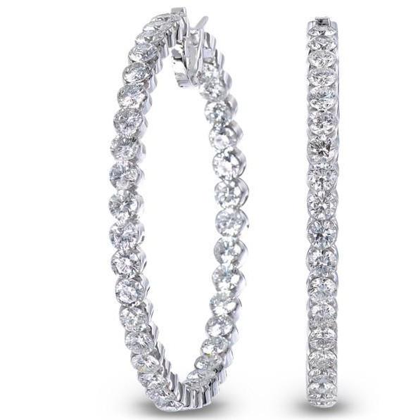 Brincos de argola para mulheres. diamantes com lapidação brilhante de 7.00 ct. ouro branco 14K - harrychadent.pt