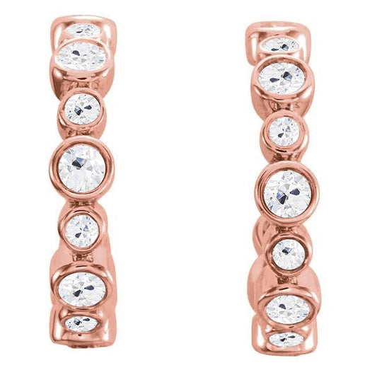 Brincos femininos de argola com diamantes mineiro antigo 13,50 quilates ouro rosa - harrychadent.pt