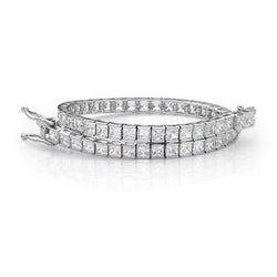 Ladies Princess Cut 12.10 Carats Diamond Tennis Fine Bracelet Jewelry