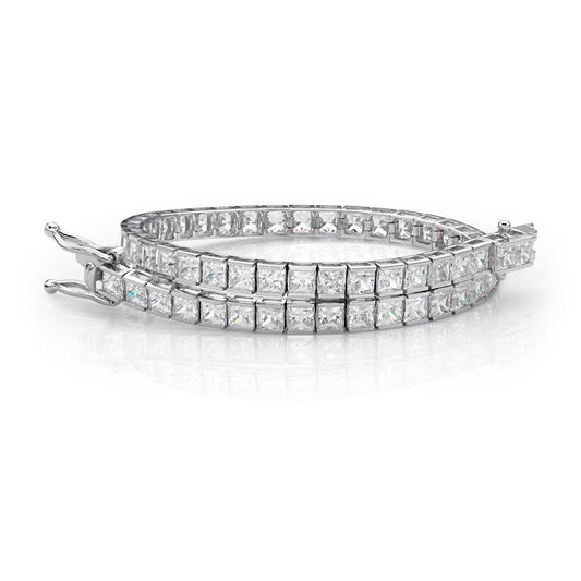 Feminino princesa corte 12.10 quilates diamante tênis pulseira fina joias - harrychadent.pt