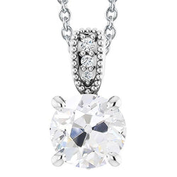 Ladies Real Diamond Pendant Old Miner Jewelry With Bail 5 Carats Prong Set