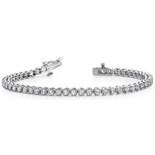 Pulseira redonda feminina de diamante de tênis em ouro branco sólido 14K 7.50 Ct - harrychadent.pt