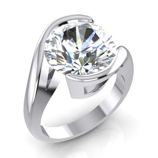 Ouro Branco Anel de Diamante com Vista Lateral Aberta 14K