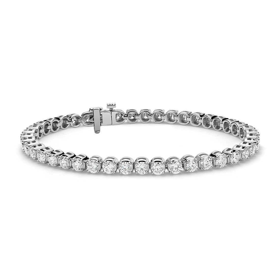 Pulseira redonda feminina de diamante de tênis 6 quilates em ouro branco joias finas - harrychadent.pt