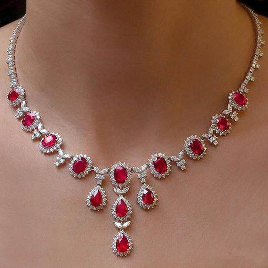 Colar feminino rubi com diamantes 48 ct ouro branco 14K - harrychadent.pt