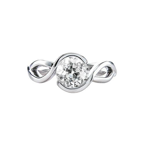 Ladies Solitaire Old Cut anel de diamante redondo de 1 quilate estilo torcido - harrychadent.pt