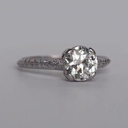 Ladies Solitaire Ring Round Old Mine Cut Lab Grown Diamond 1.75 Carats Jewelry