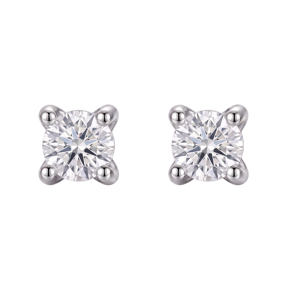 Ladies Studs Earring Prong Set 2.20 Ct Round Diamonds White Gold