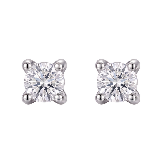 Ladies Studs Earring Prong Set 2.20 Ct Round Diamonds White Gold