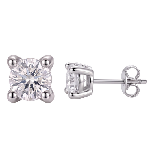 Ladies Studs Earring Prong Set 2.20 Ct Round Diamonds White Gold