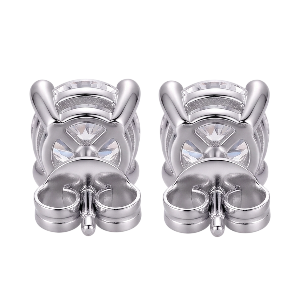 Ladies Studs Earring Prong Set 2.20 Ct Round Diamonds White Gold