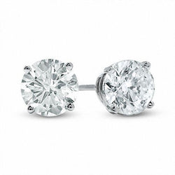 Lady Studs Earrings 4 Carats Diamonds 14K White Gold