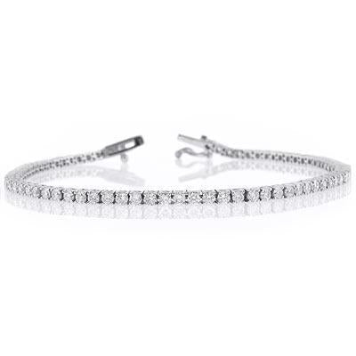 Pulseira feminina de tênis com corte redondo pequeno de 3.50 quilates e diamantes em ouro branco - harrychadent.pt