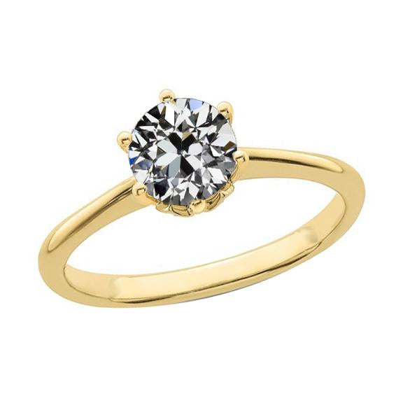 Lady’s Solitaire Ring Round Old Miner Diamond 1.50 quilates de ouro amarelo - harrychadent.pt