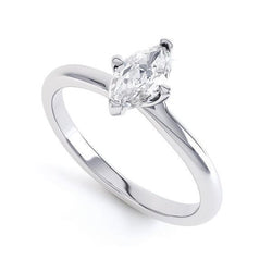 Marquise Cut 1.50 Ct Solitaire Real Diamond Wedding Ring White Gold