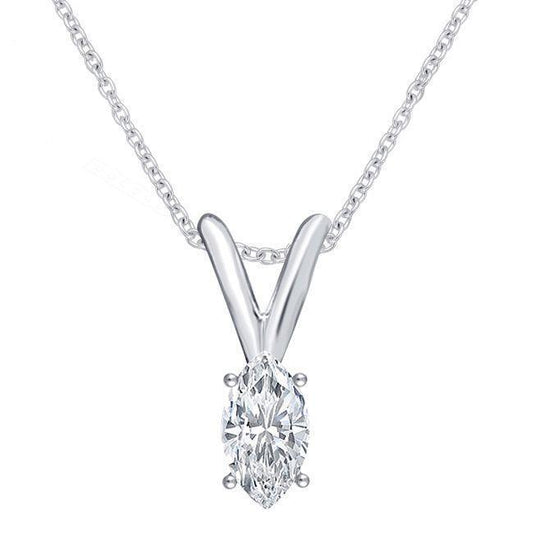 Marquise Cut 2.00 quilates diamante colar pingente ouro branco 14K - harrychadent.pt