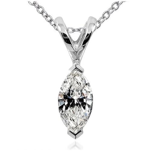 Pingente de colar de diamantes com corte marquise 1 quilate ouro branco 14K - harrychadent.pt