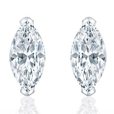 Marquise Cut Sparkling 4 quilates Diamonds Stud Earring ouro branco 14K - harrychadent.pt